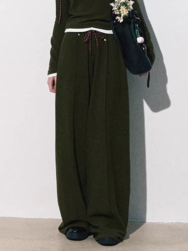 Knit Base Top & Wide-Leg Pants Set