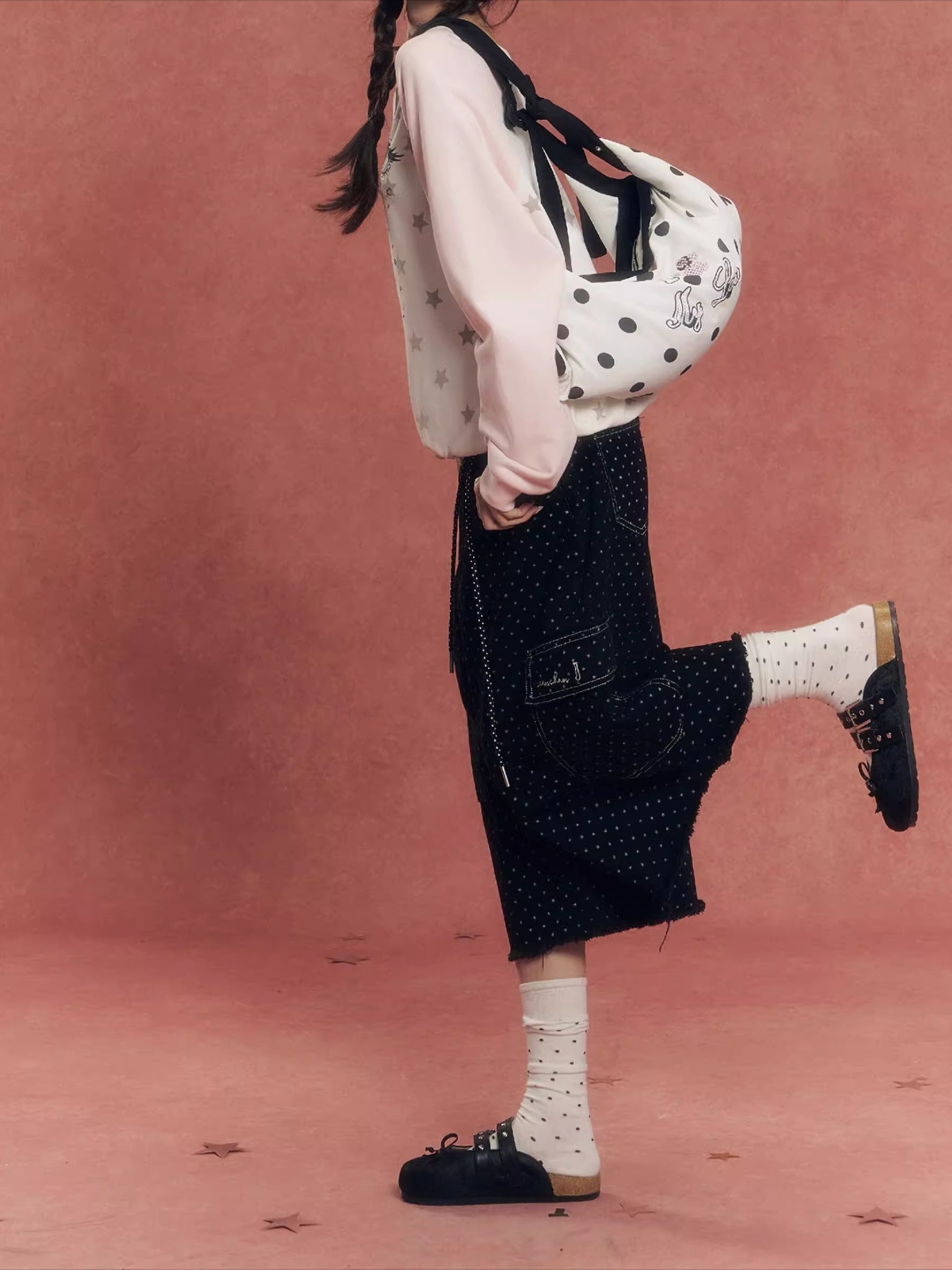 Crystal-Embellished Plaid Pillow Bag