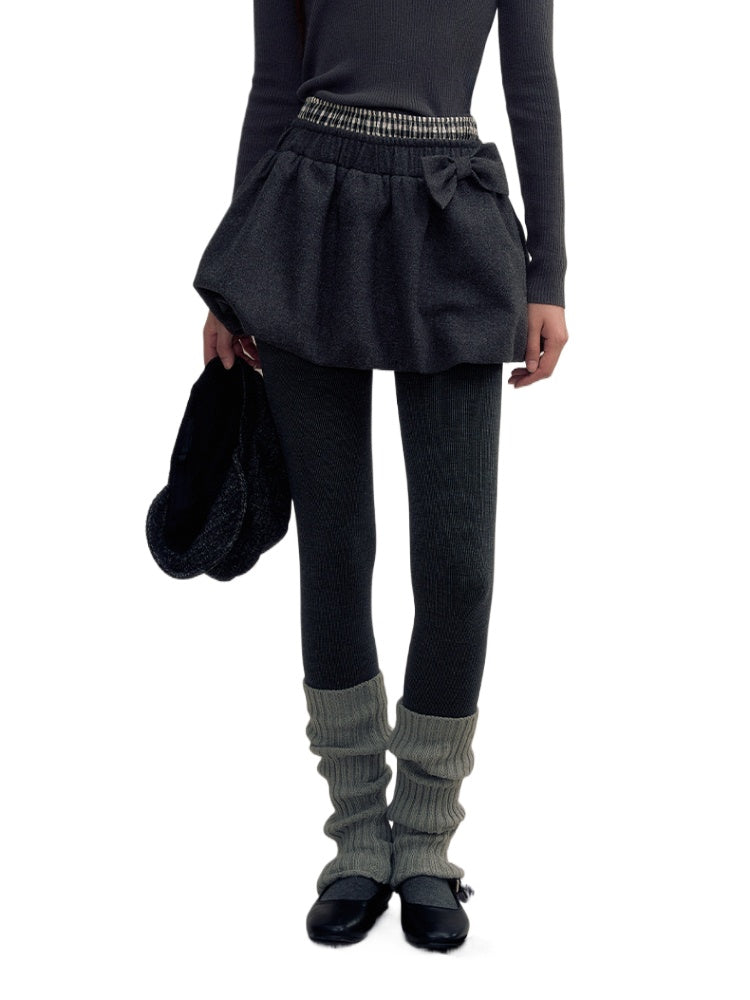 Double Waistband Bow-knot Peplum Skirt - CHINASQUAD