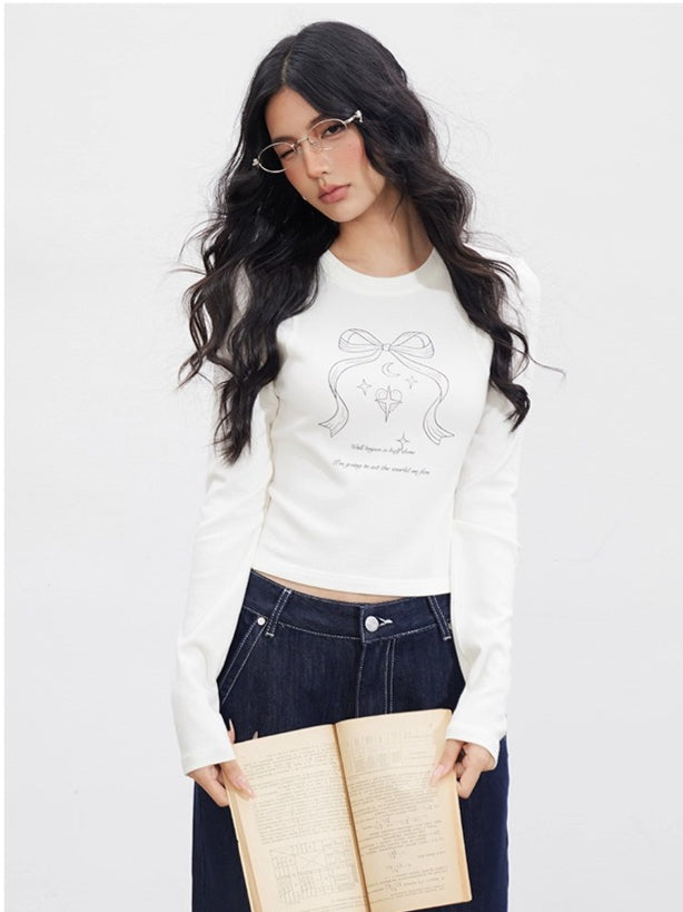 MacyMccoy Bow Graphic Long-Sleeve T-shirt