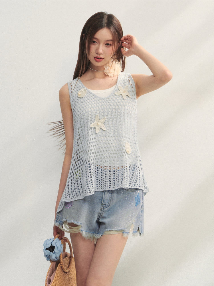 Pearl Crochet Hollow Vest Camisole - CHINASQUAD