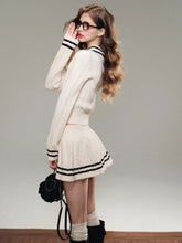 (Final Sale) Sailor Doll Collar Knit Cardigan & Skirt Set - CHINASQUAD