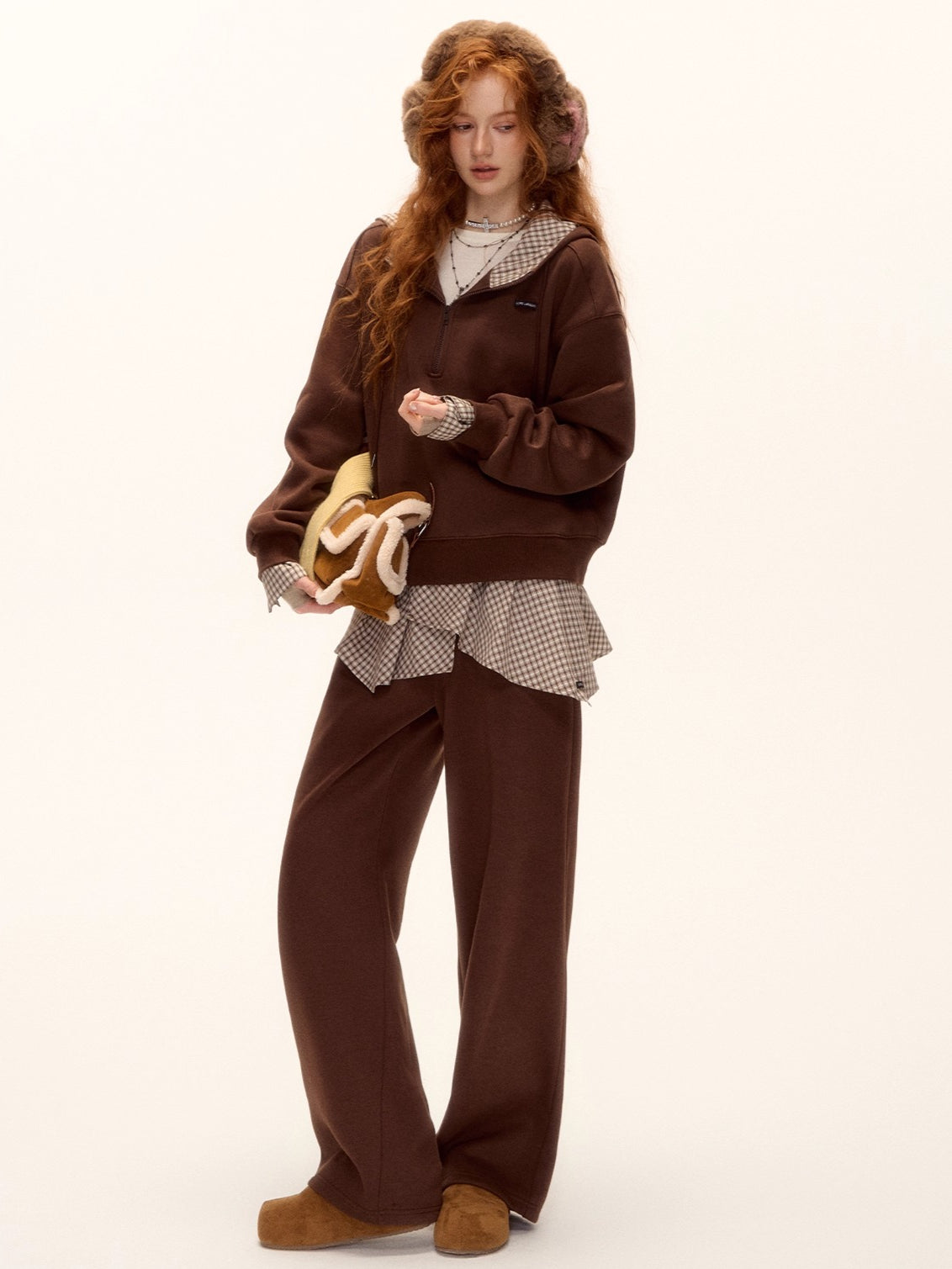 Fleece Hoodie & Wide-Leg Sweatpants Set