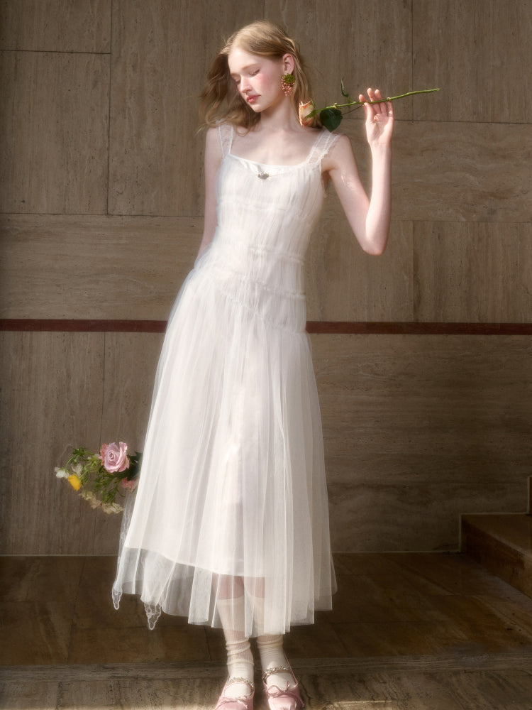 100% Soft Fluffy Tulle Long Dress - CHINASQUAD