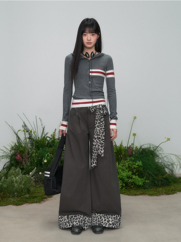 Color Block Striped Hooded Knitted T-shirt - CHINASQUAD