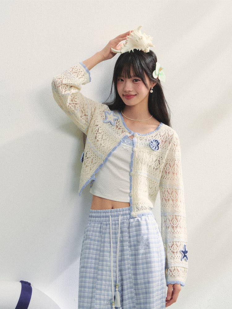 Hollow Out Crochet Knit Cardigan - CHINASQUAD