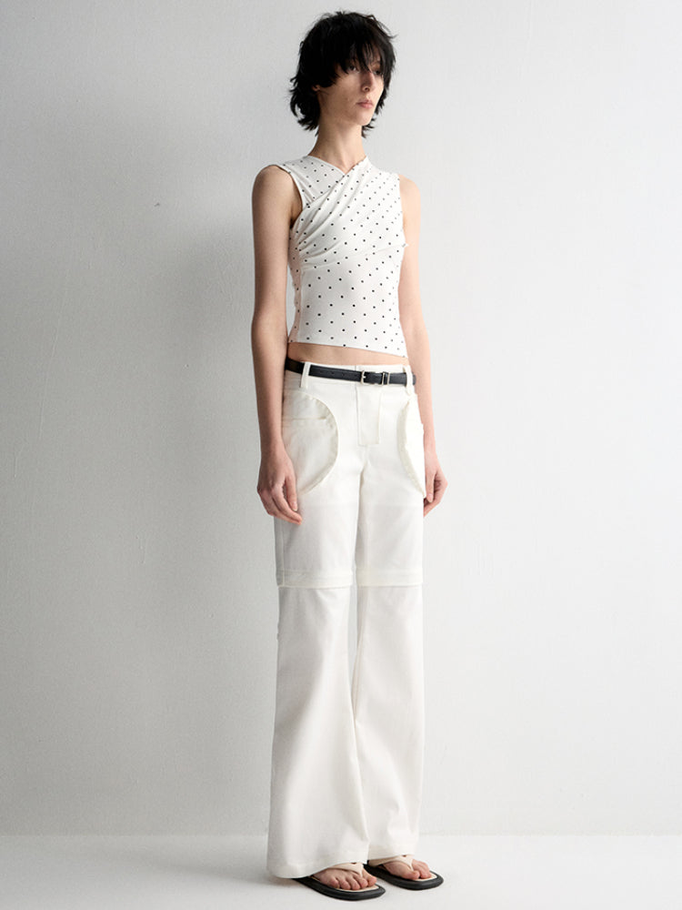 Two-in-One Removable Flared Casual Pants - CHINASQUAD