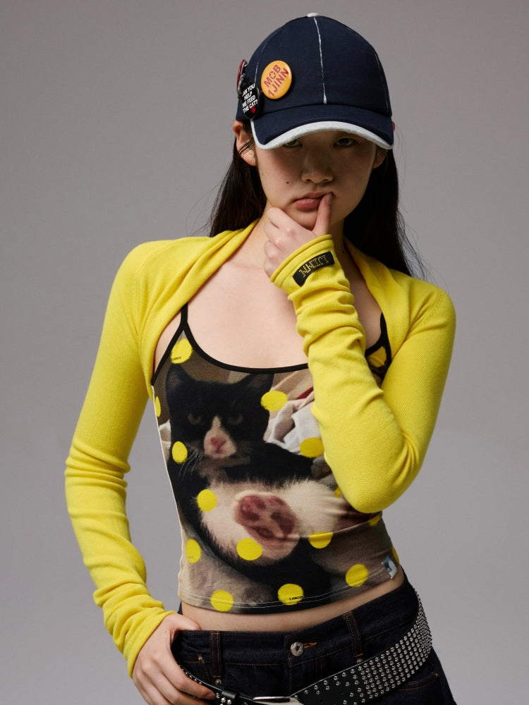 Polka Dot Cat Dog Color-Blocking Camisole - CHINASQUAD