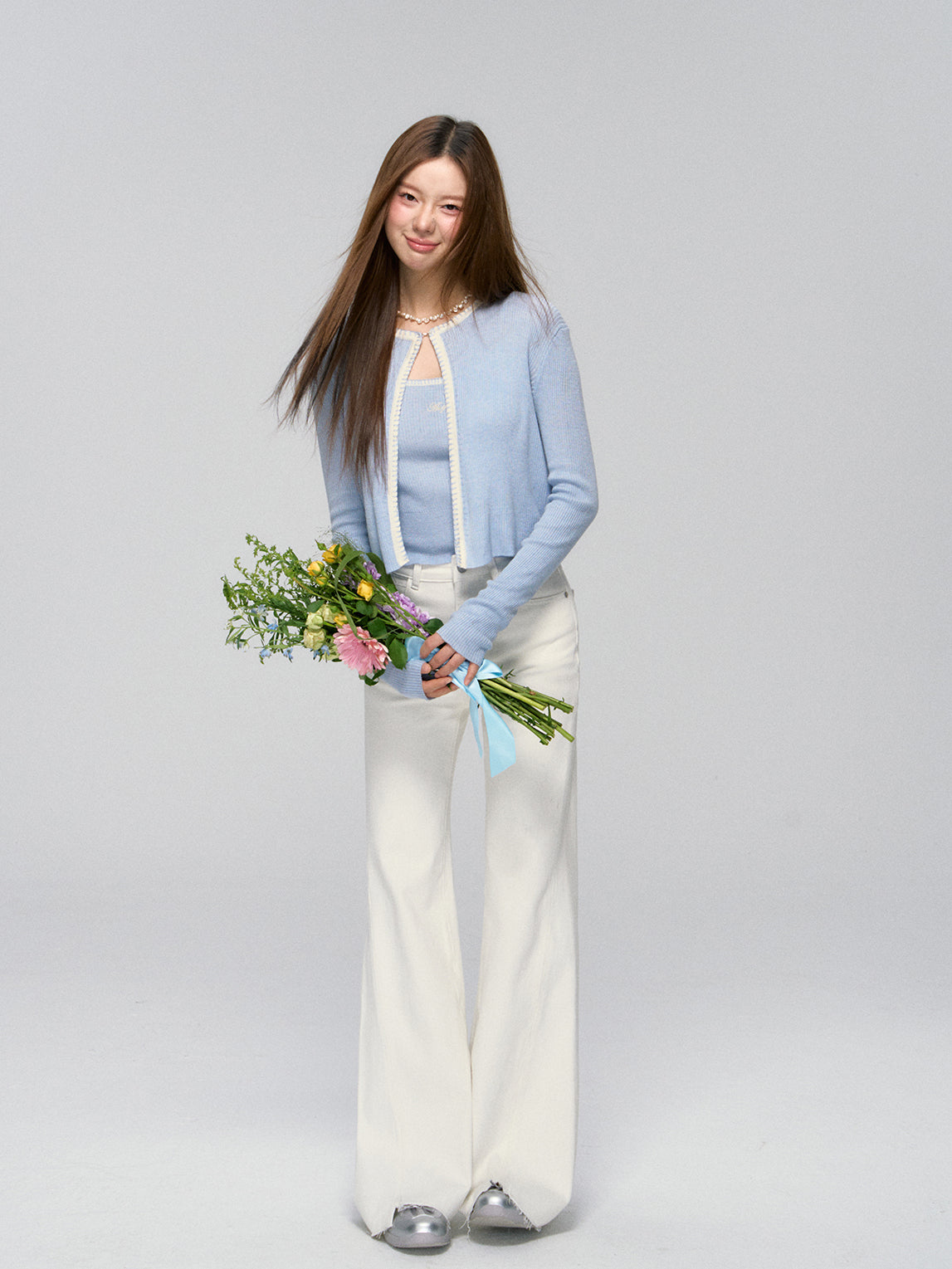 Shell Trim Knit Cardigan Set - CHINASQUAD