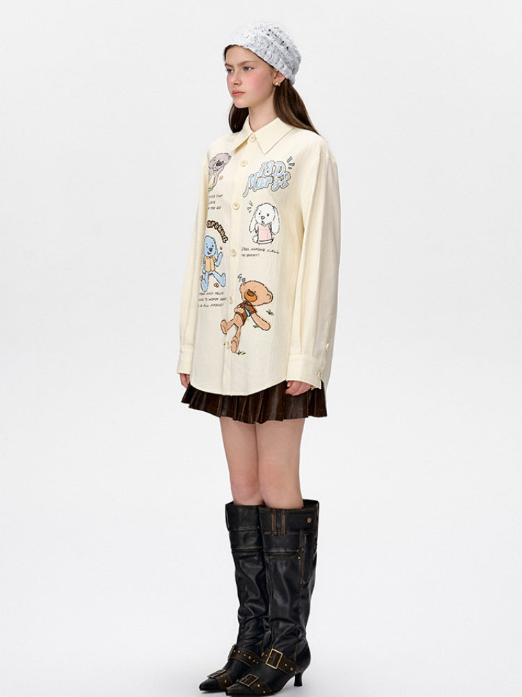 Colorful Graffiti Illustration Shirt Jacket - CHINASQUAD