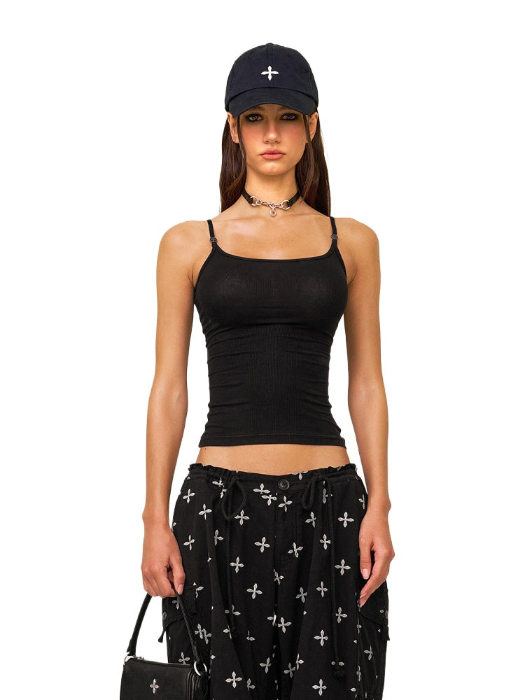 Solid-Color Simple Base Layer Slim-Fit Sports Camisole
