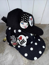 Badge-Embellished Black & White Polka Dot Canvas Flat-Brim Baseball Cap - CHINASQUAD