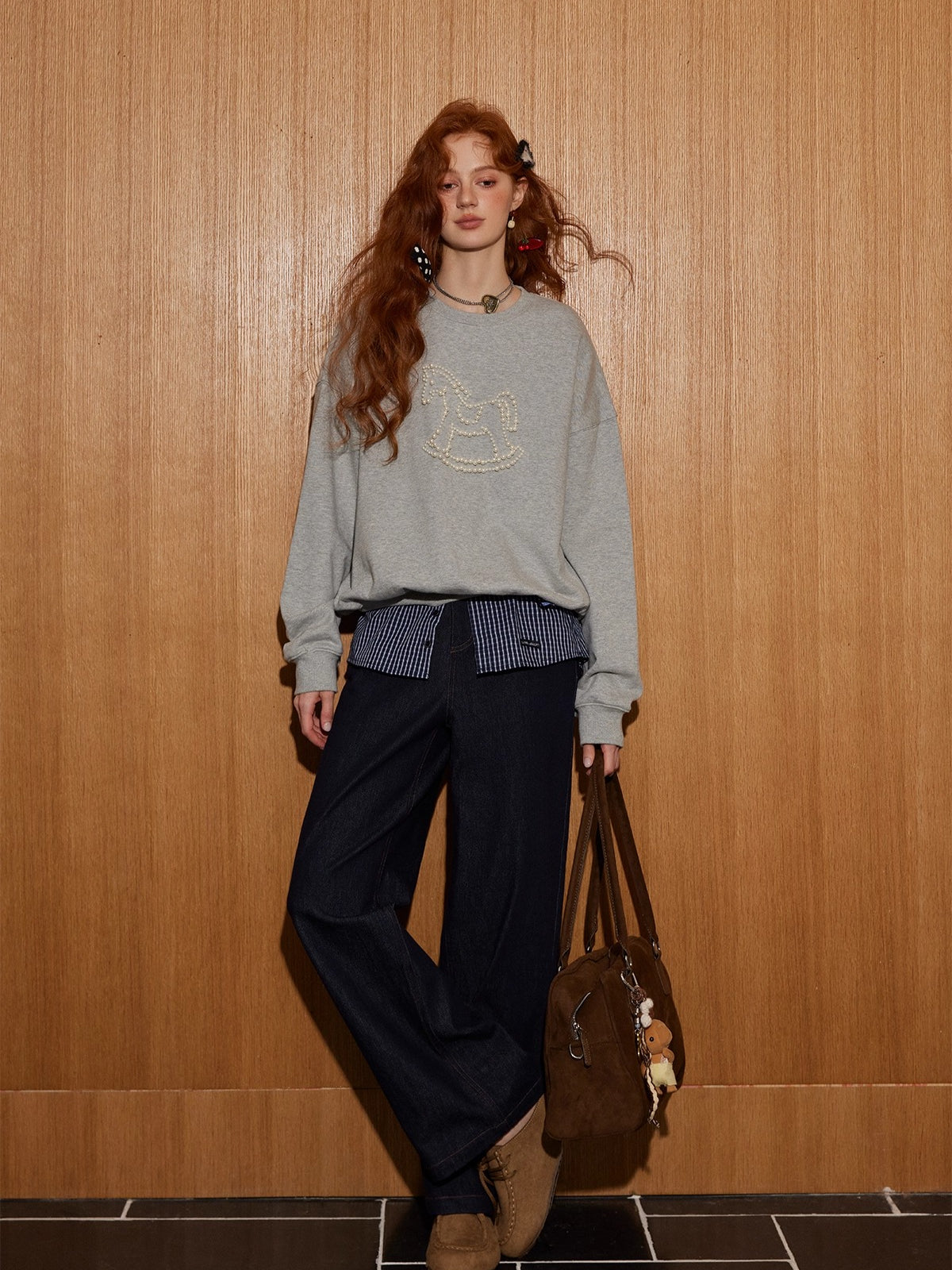 Embellished Animal Embroidery Cotton Sweatshirt - CHINASQUAD