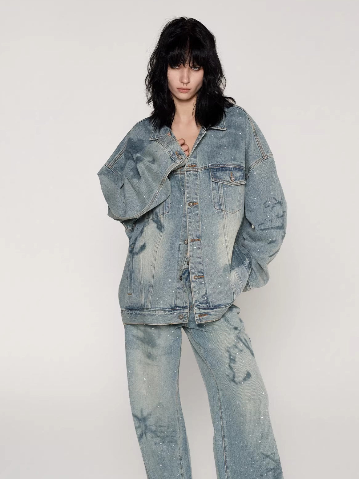 Rhinestone Nautical Map Denim Jacket