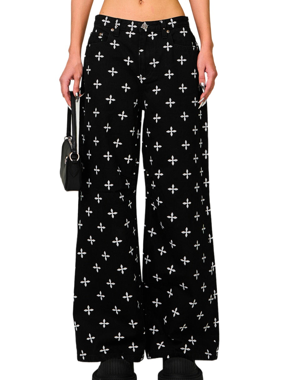 Black Garden Classic Wide-Leg Jeans - CHINASQUAD