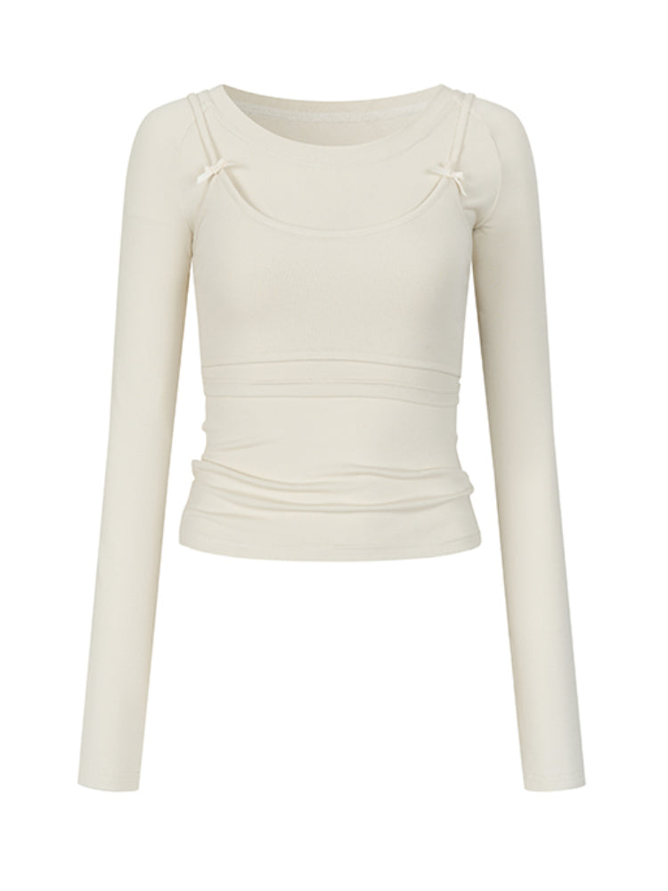 Butterfly Bow Vest & Base Layer T-Shirt Long-Sleeve Set - CHINASQUAD