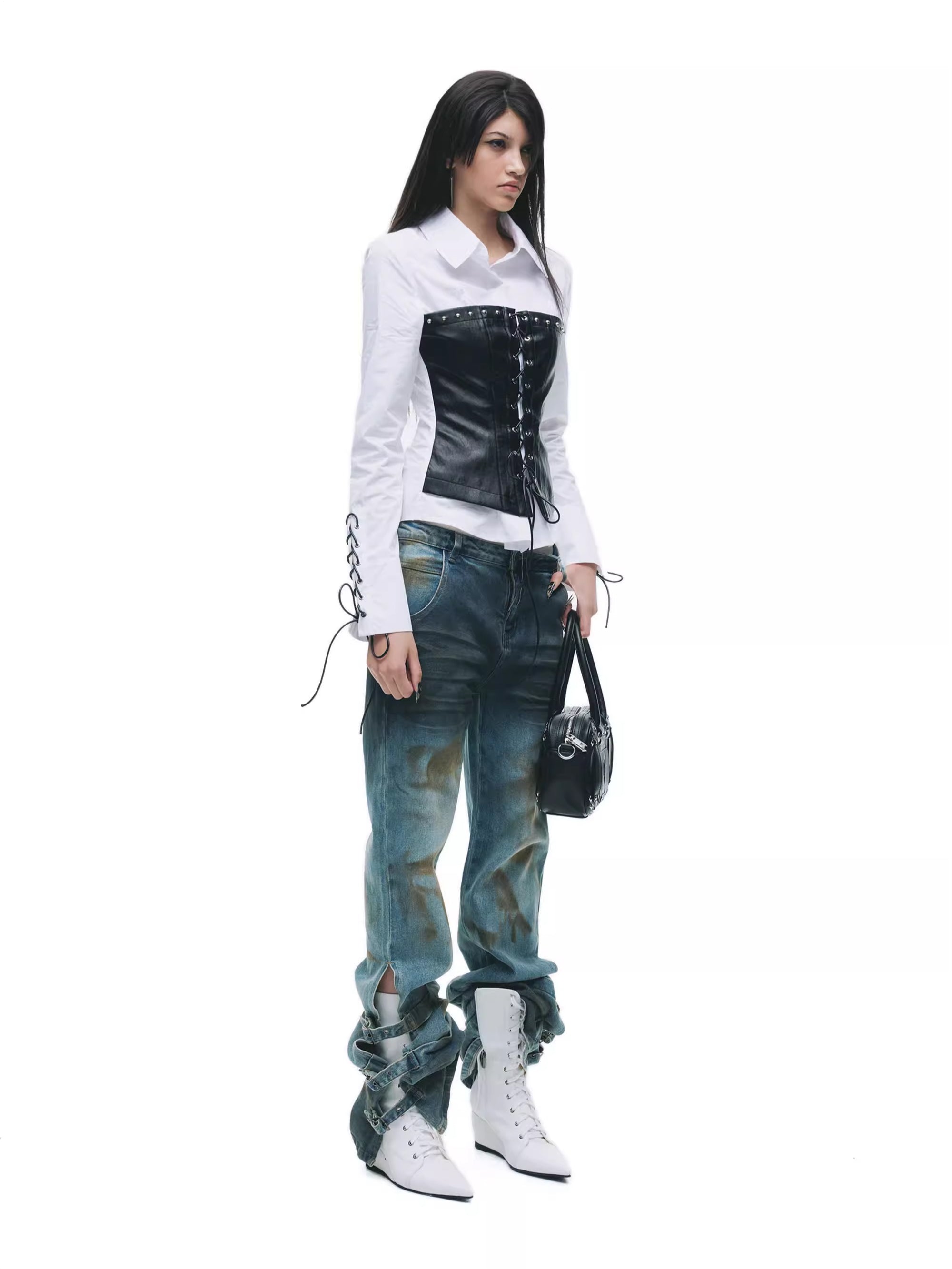 Layered Drawstring Punk Shirt