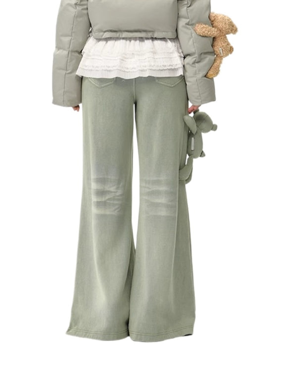 Bear Washed Denim Printing Pants - CHINASQUAD
