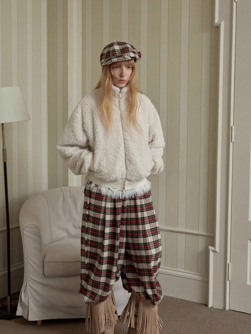 Cable-Knit Faux-Fur Trim Fitted Sweater - CHINASQUAD