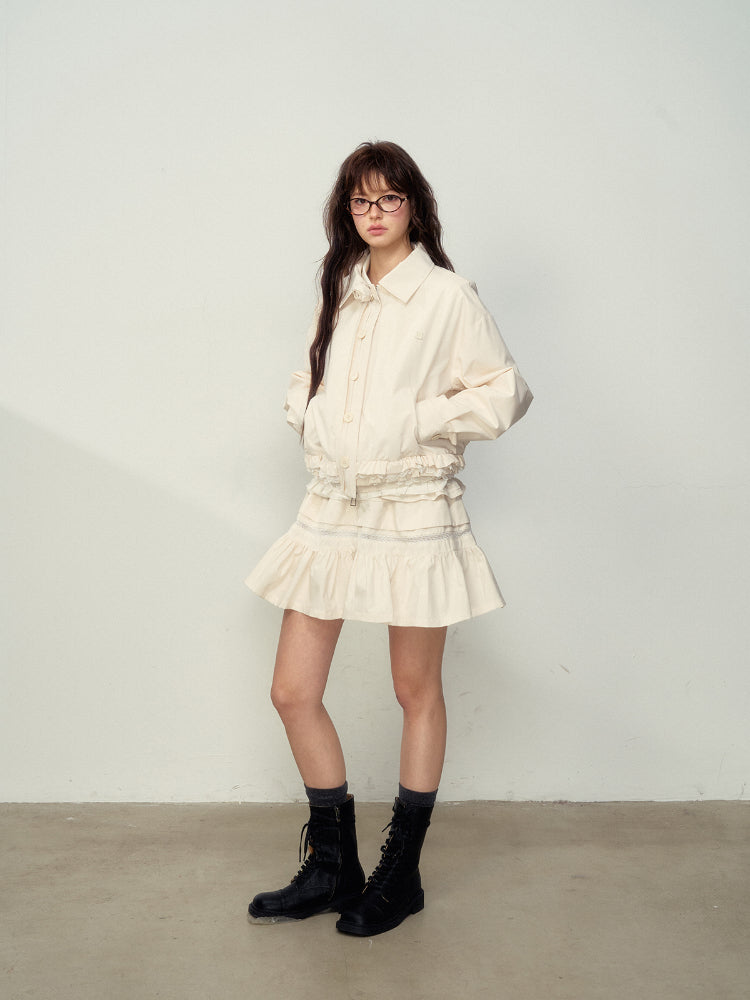 Lace-Trimmed Jacket & Skirt Set - CHINASQUAD