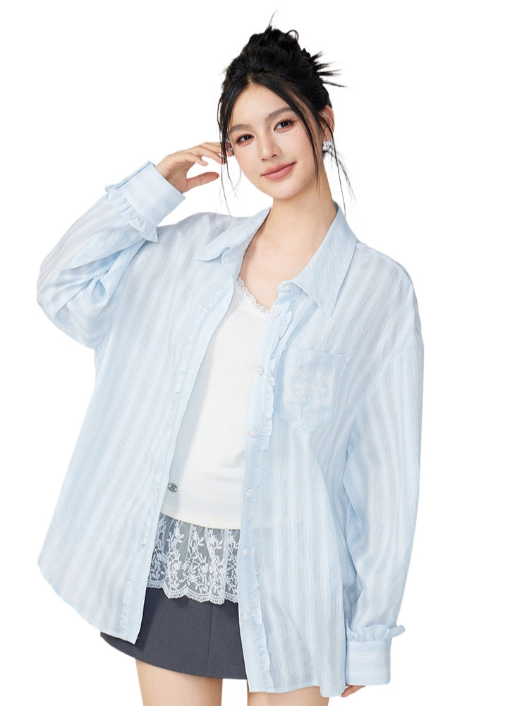 Lace-Trimmed Floral Shirt - CHINASQUAD