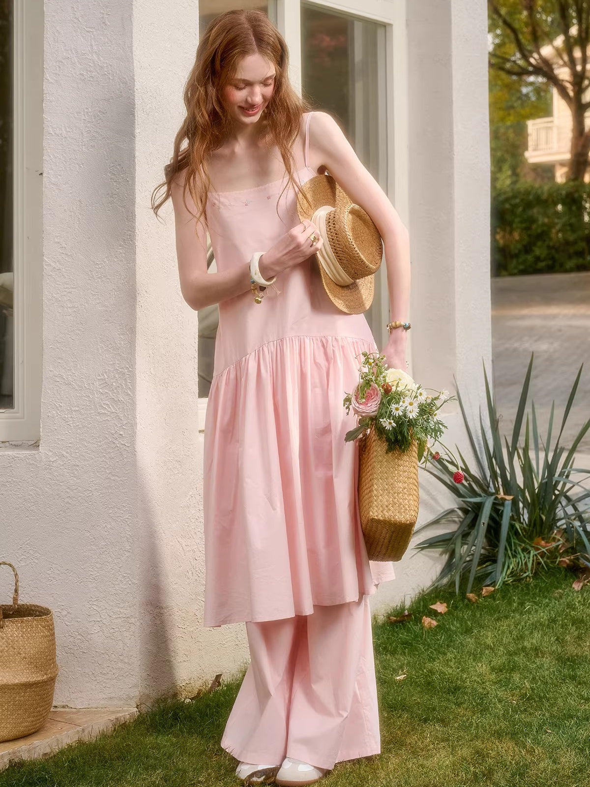 Embroidered Shirt Dress & Slip Dress Set