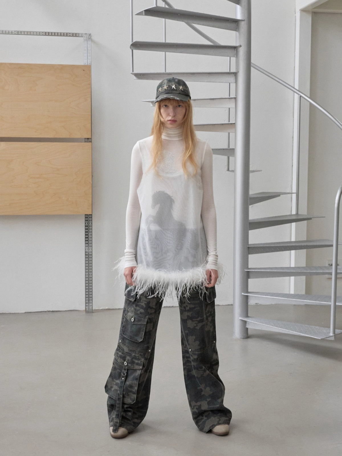 Trim Sheer Mesh Rhinestone Tank Top