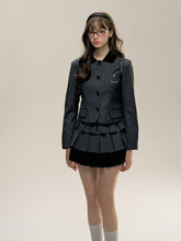 Gray Collar Patchwork Striped Blazer - CHINASQUAD