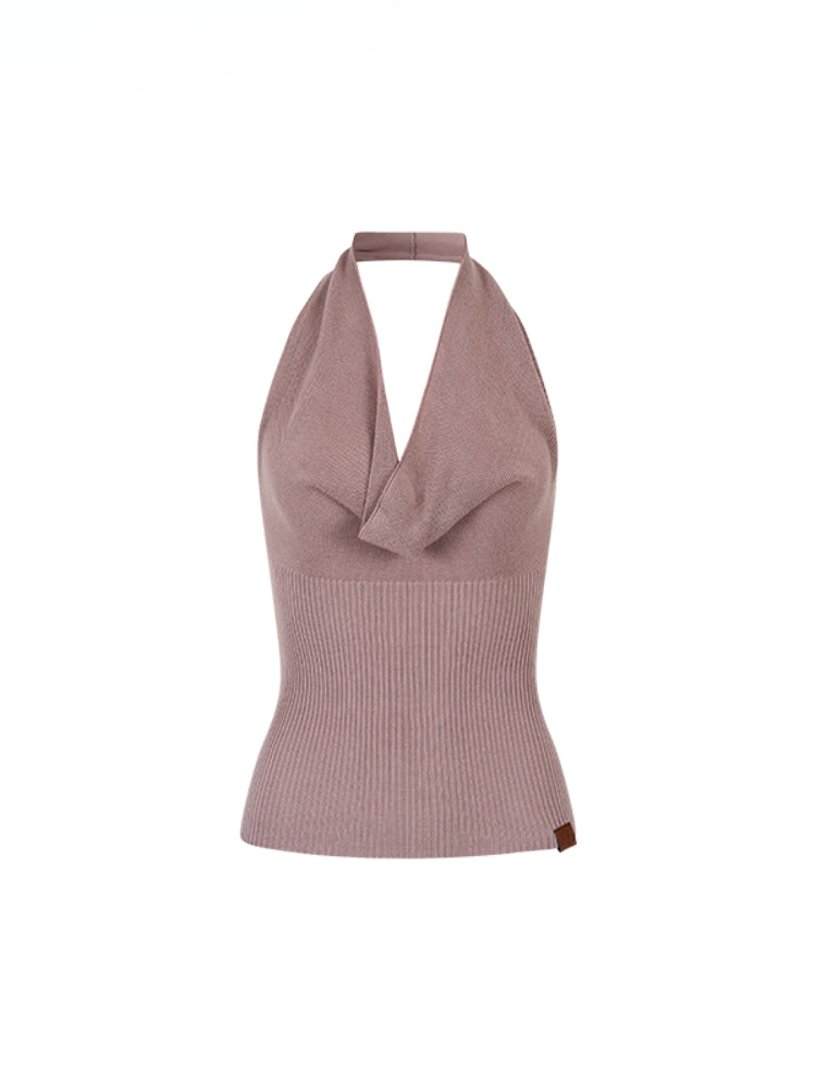 Heavy-duty Knitted Draped Neck Tank Top Set - CHINASQUAD