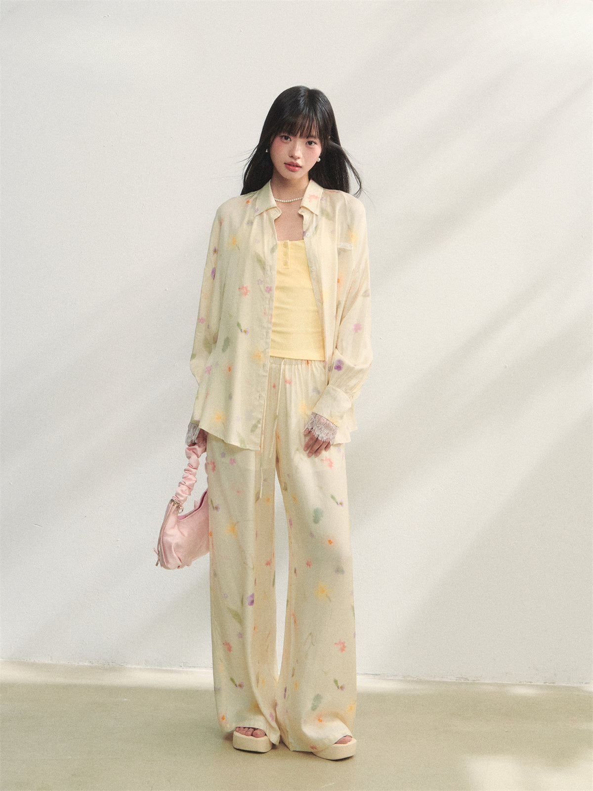 Floral Elastic Waist Straight Leg Casual Pants - CHINASQUAD