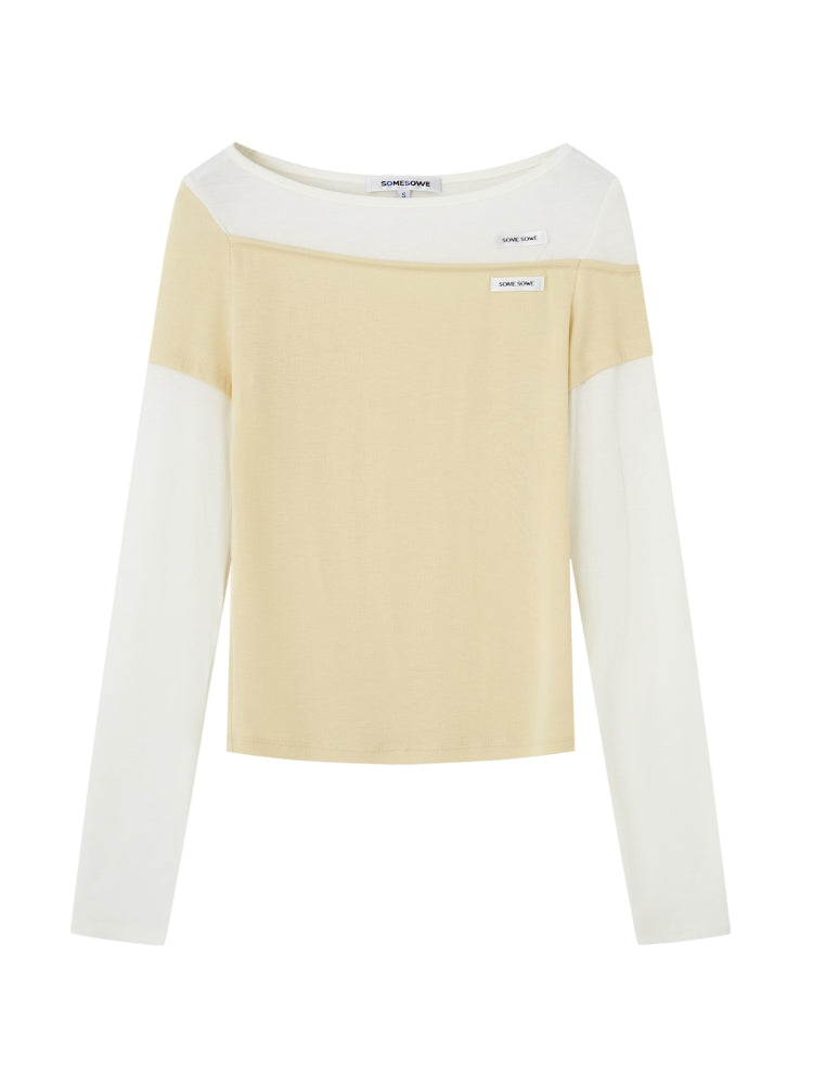 Irregular Fake Two-Piece Color-Block Knit T-shirt - CHINASQUAD