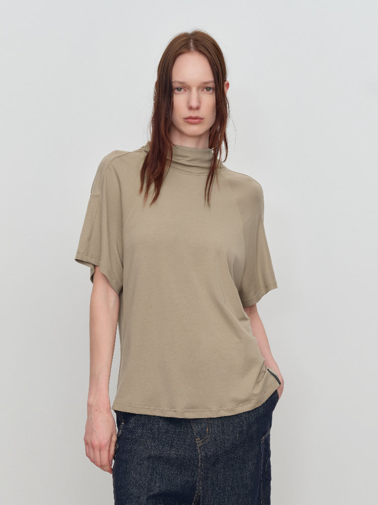 Slant One-Shoulder Swing Neck T-Shirt