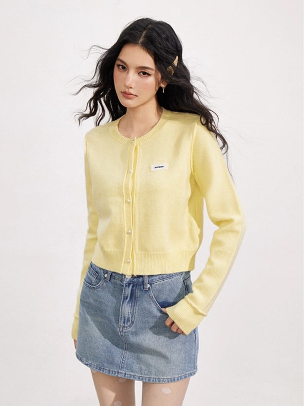 Rolled-Edge Knit Cardigan