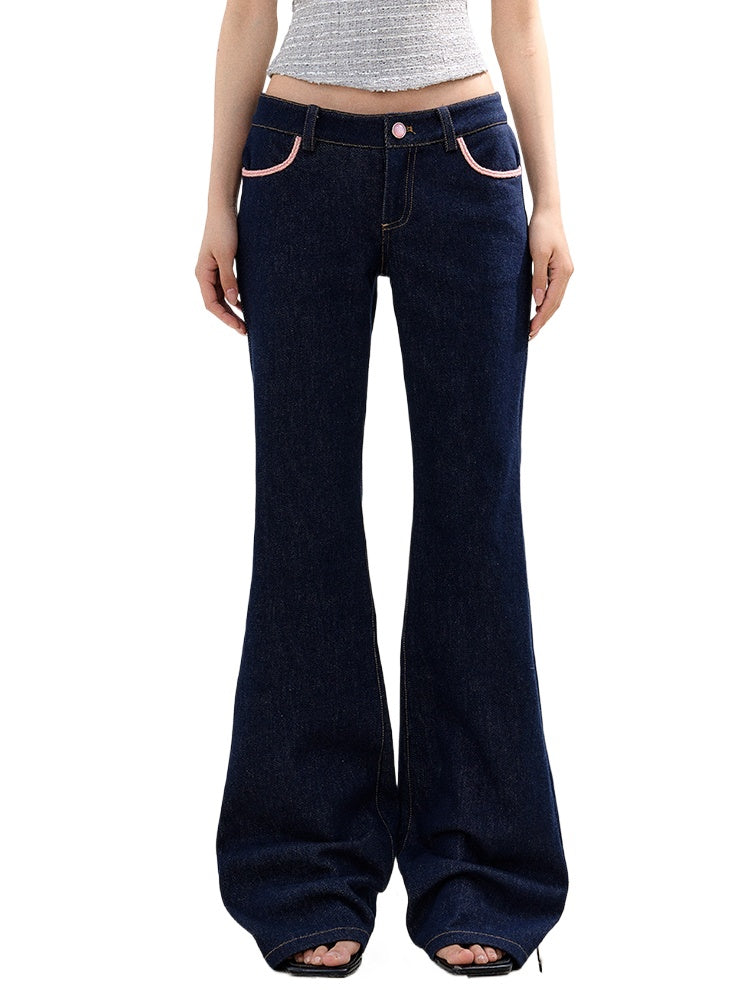 Micro-flare Tweed Low-waist Trousers - CHINASQUAD