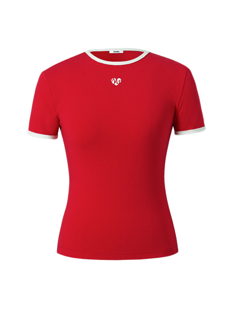 Ribbed Color-block Slim-fit Shoulder T-shirt - CHINASQUAD