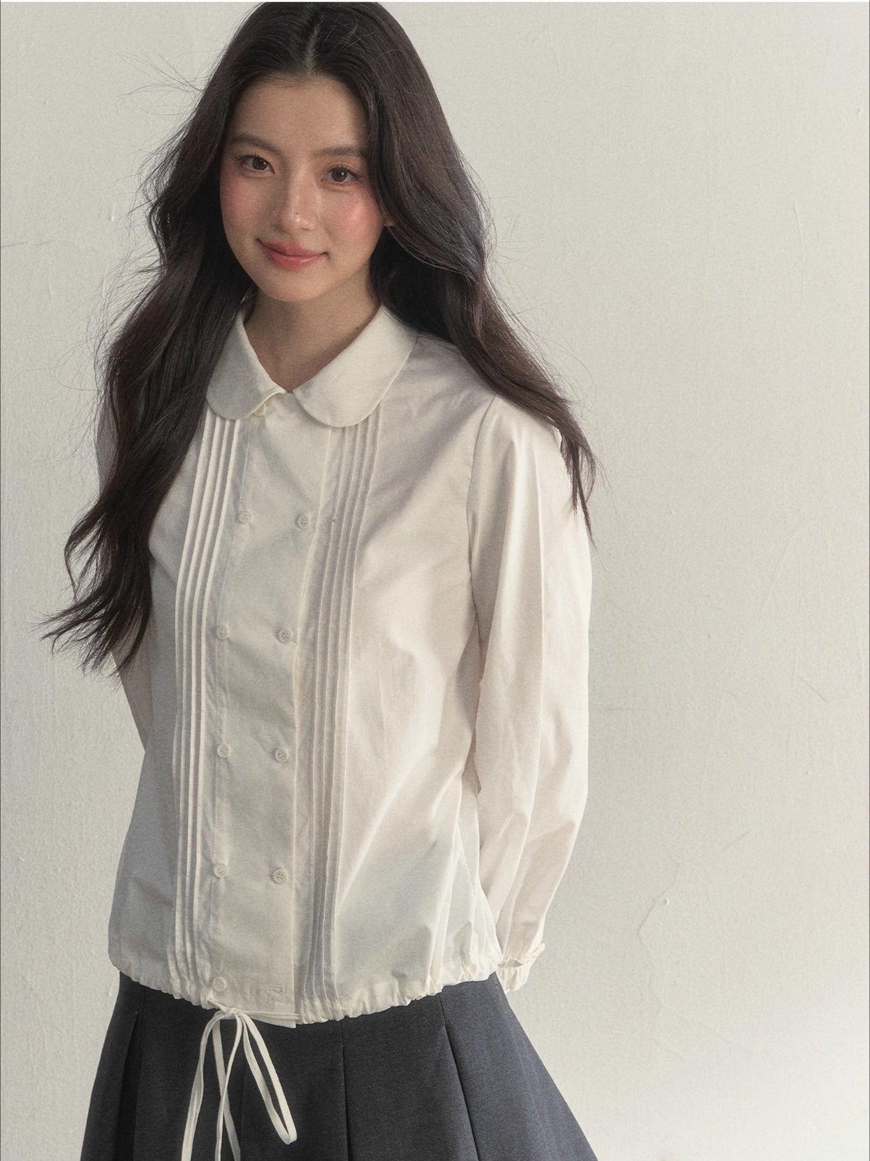 Double-Breasted Doll Collar Shirt