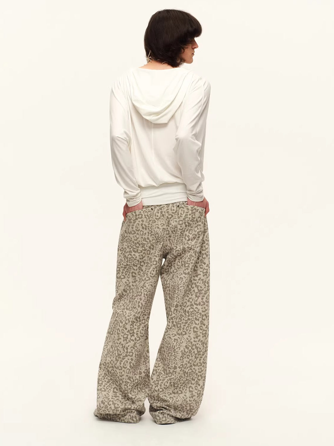 Vintage Studded Leopard Straight-Leg Trousers