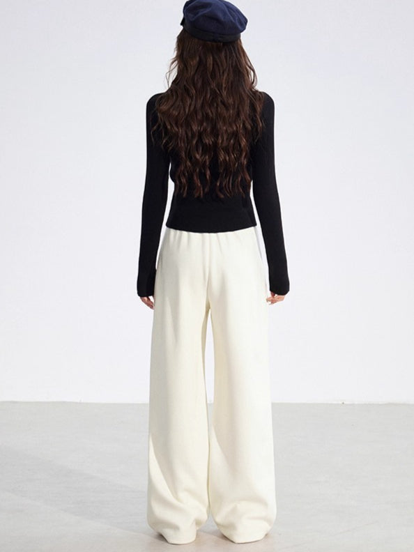 Chenille Fleece-Lined Wide-Leg Pants