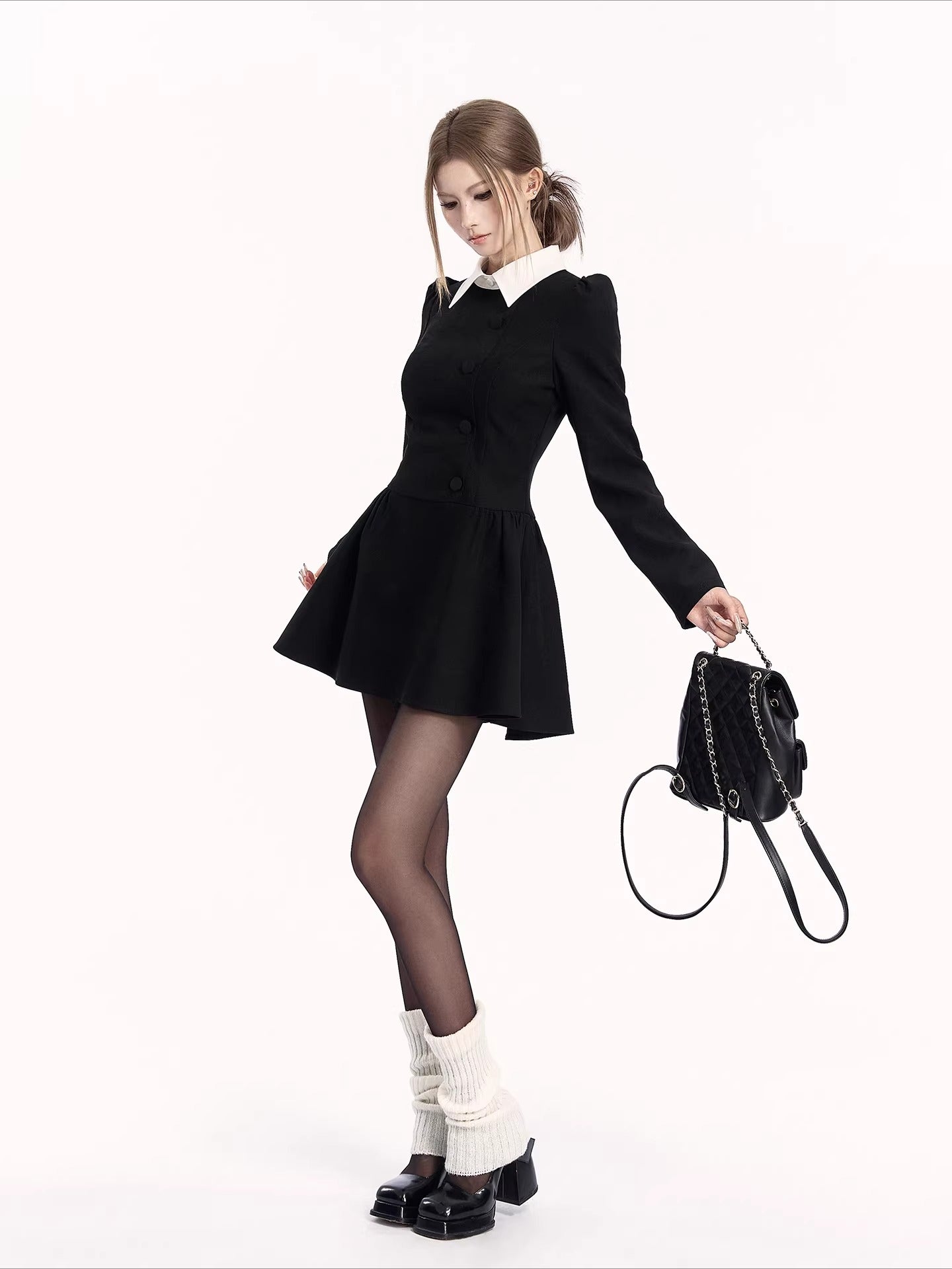 Vintage Preppy Faux Fit-and-Flare Dress