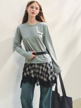 Plaid Lace Patchwork Knit Dress - CHINASQUAD