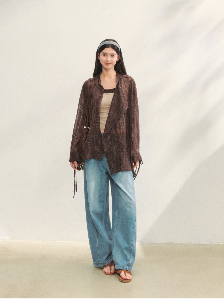 Irregular Cuff Tie-up Sunscreen Shirt - CHINASQUAD