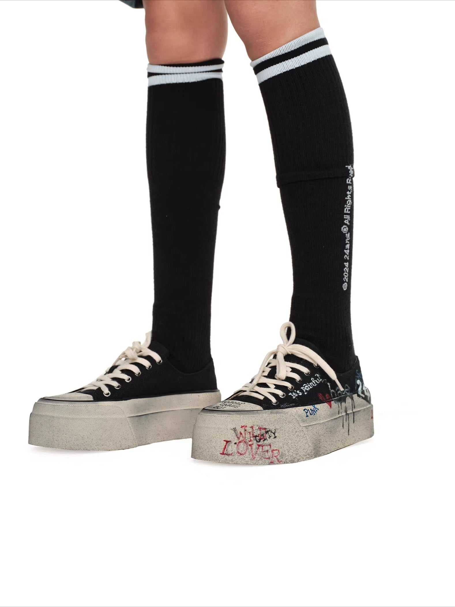 Dirty Fit Graffiti Platform Canvas Sneakers