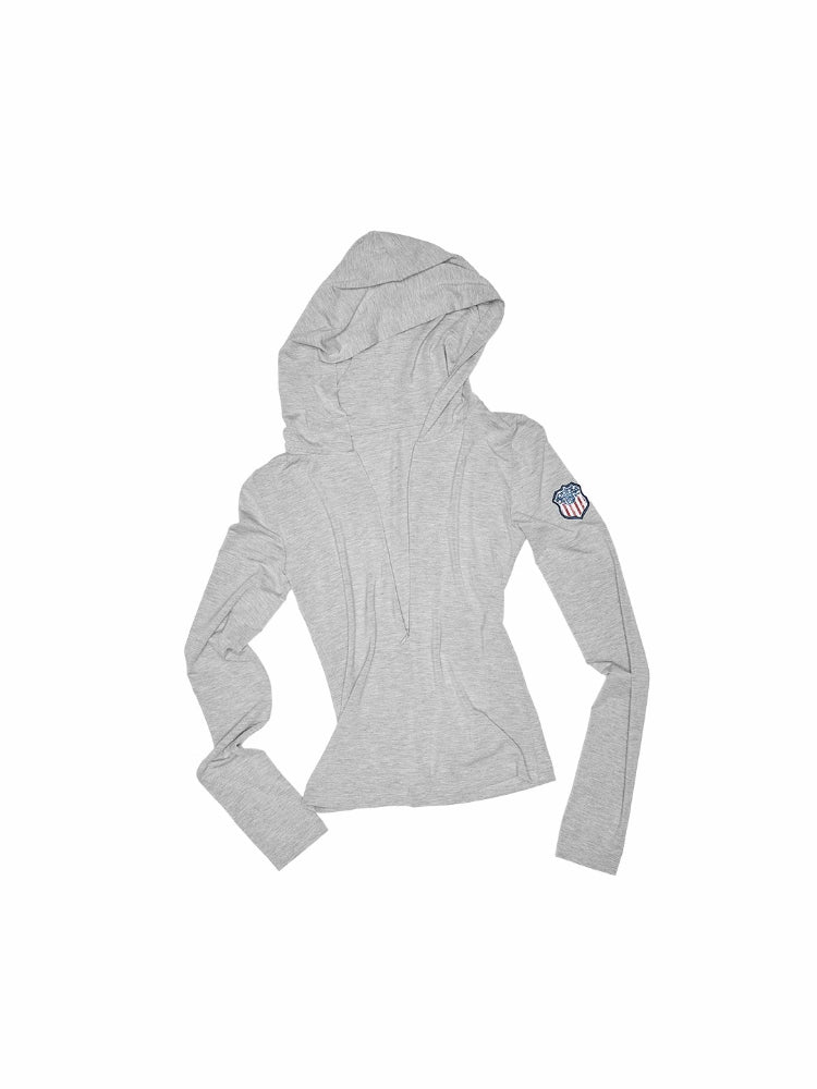Hooded Zip-up Long-sleeve T-shirt