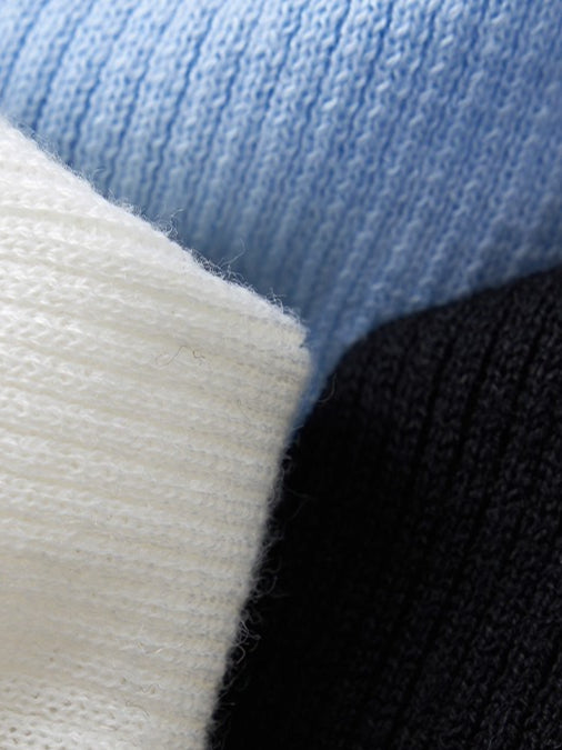 Polar Wool Blend Ribbed Knit V-neck