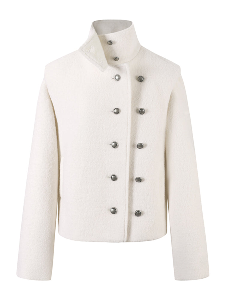 High-neck ShoulderWoolen Short Jacket - CHINASQUAD