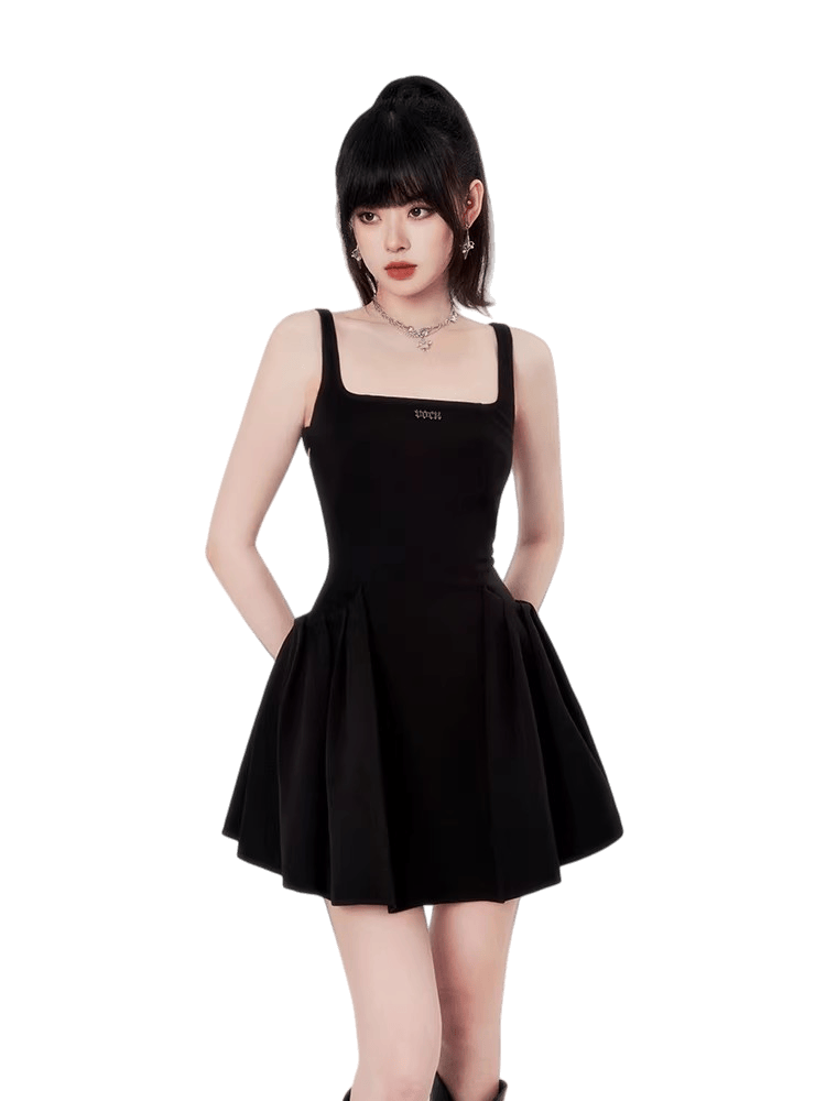 Square-Neck Backless Camisole Dress