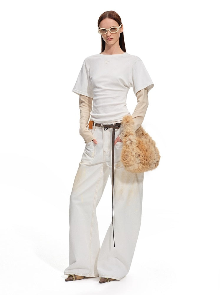 Polar Washed Twill Denim Wide-Leg Jeans