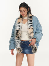 Leopard Collar Denim Jacket - CHINASQUAD