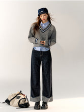Academy Style Color-Block Knit Long-Sleeve Top - CHINASQUAD