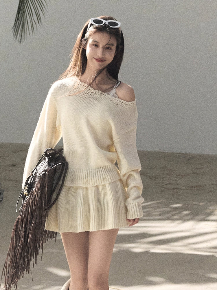 Off-Shoulder Long-Sleeve Mini Dress